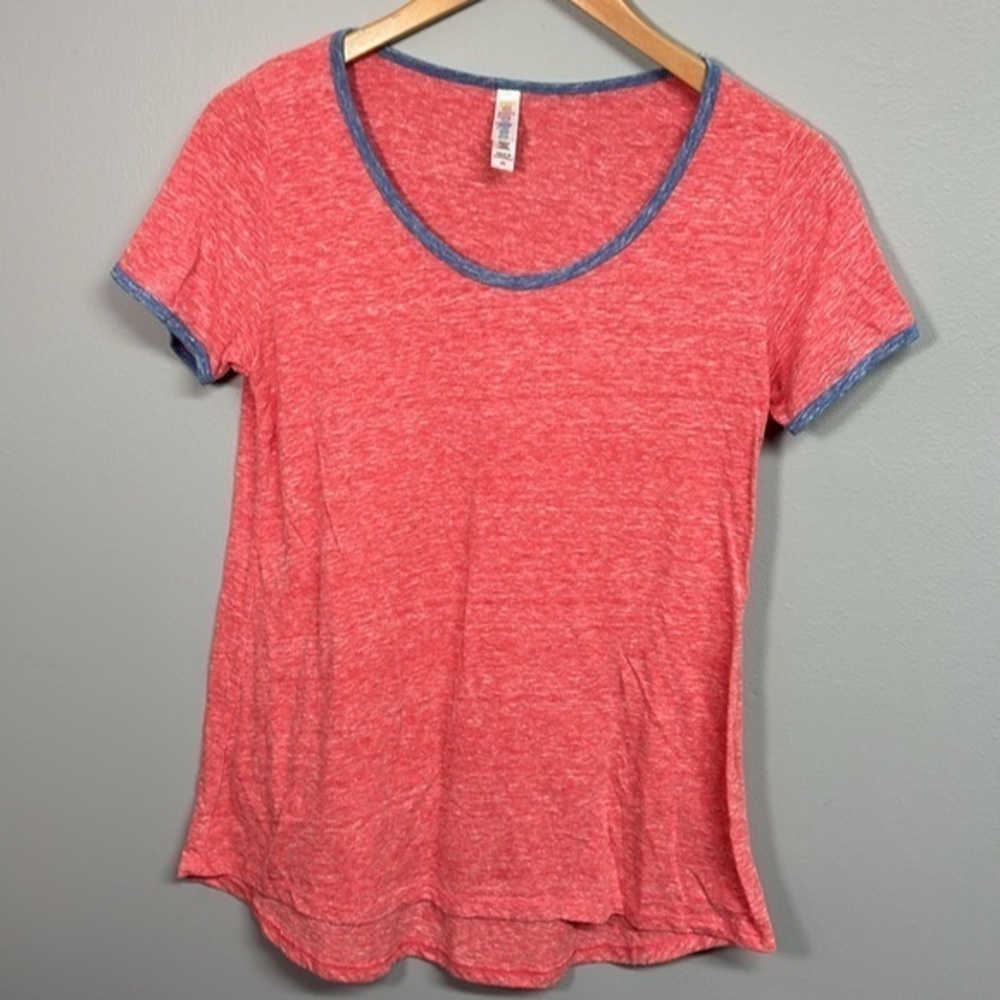 LuLaRoe Pink and Blue Short Sleeve Tee